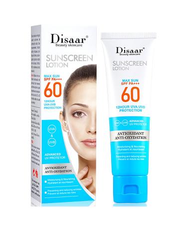 Sunscreen Lotion SPF 60 PA+++ UVA/UVB UV Protection Antioxidant Moisturizing Skin Nourishing Hydration 50ml / 1.69fl.oz