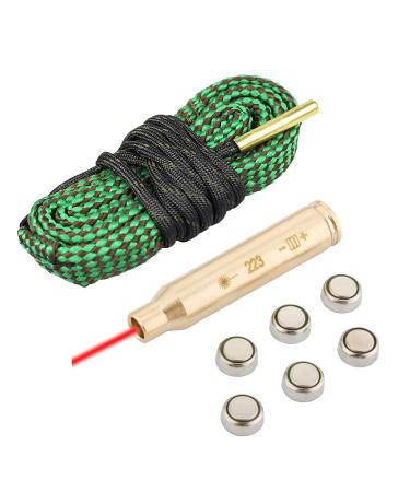 223 5.56 Gun Snake Cleaner + Bore Sight, Rifle Shotgun Gun Cleaning Snake for .22 .223 5.56mm, 223 Laser Bore Sight Together
