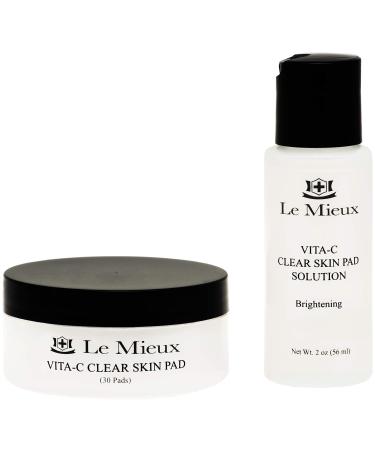 Le Mieux Vita-C Clear Skin Pad - Triple-Action Facial Exfoliant Pads with Glycolic Acid Pads & Antioxidant Vitamin C (2 oz / 30 pads)
