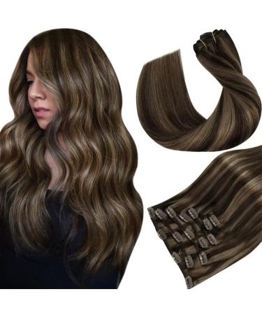 Hot sales product Hetto clip extensions real hair brown real hair clip in extensions brown clip in hair recovery #2/8 darkest highlights light brown 120g 40 cm 2-3 #p2/8 ash