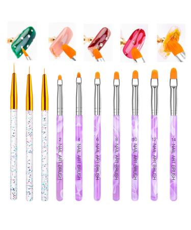 10 Pieces UV Gel Nail Acrylic Brush Nail Brush Set Professional Painting Pen Professional Acrylic Brush for Nails Gel