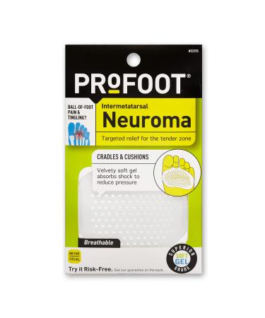 PROFOOT Inter-Metatarsal Pads  Neuroma Ball of Foot Cushions for Women & Men for Foot Pain Relief  Helps Reduce Tingling & Burning  Shock-Absorbing  Velvety Soft & Breathable  1 Pair