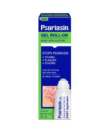 Psoriasin Gel Roll-On - 1.25% Coal Tar - Medicated Multi-Symptom Treatment - Stops Psoriasis Itching Plaques and Scaling - 2 oz