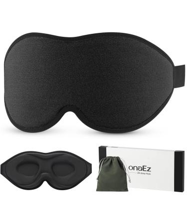 Onaez 3D sleep mask for men and women 2024 Totally light blocking eye mask 12mm in -depth eye sockets & increase nose pads sleeping glasses made of silk for travel nap black - Buy Online on GoSupps.com