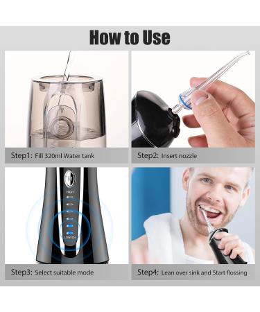 Cordless Water Flosser for Teeth - FZCOK Rechargeable Oral Irrigator with 7 Clean Settings Portable & Waterproof - Ideal for Adults & Braces - Long Battery Life (Black - Buy Online on GoSupps.com