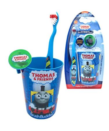 Thomas Premium Soft Bristle Toothbrush Set for Kids Manual Toothbrush Cover Cap & Rinsing Cup | Ideal Birthday Gifts & Party Favors - Buy Online on GoSupps.com