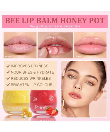 Bee Lip Balm Lip Mask Honey Pot 5 Pcs Propolis Moisturizing Balm with Applicator Day & Night Hydrating Lip Treatment for Dry Lips (5 Flavors Set) 5pcs - Buy Online on GoSupps.com