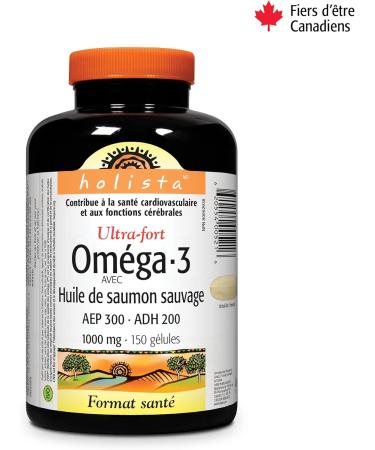 Holista Omega-3 Fish Oil 1 000 mg Extra Strength with Wild Salmon Oil 150 Softgels Supports Heart Brain and Joint Health - Buy Online on GoSupps.com