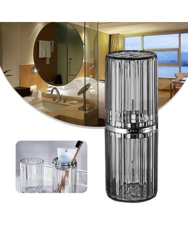 Travel Mouth Cup & Portable Storage Box for Toothbrush & Toothpaste - 7.6 x 21CM - Transparent Gray | International Shipping - Buy Online on GoSupps.com