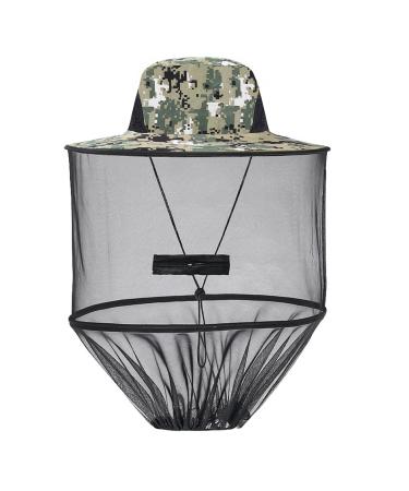 Mosquito Hat with Removable Netting Midge Head Net Hat for Outdoor Hiking Fishing Camping Climbing Camouflage