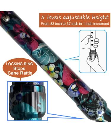 YAMTHR Printed Folding Walking Cane - Adjustable Cane for Women & Men, Supports up to 250 Pounds - Buy Online on GoSupps.com