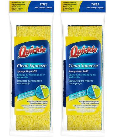 Quickie Sponge Mop Refill Set of 2 - Replacement Mop Pads 9X2.75 Inch - Made in USA with Eraser Cleaning Pad - Buy Online on GoSupps.com