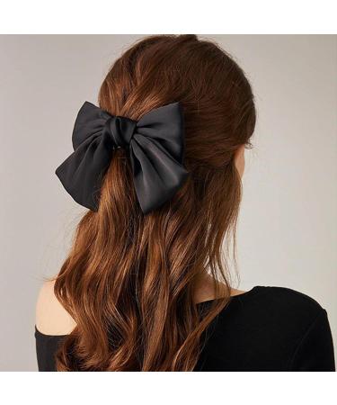 MISSTARS Bow Hair Clip Hair Bows for Women Big Bowknot Hairpin French Hair Clips Solid Color Soft Satin Silky Hair Bows for Women Girls (Black) - Buy Online on GoSupps.com