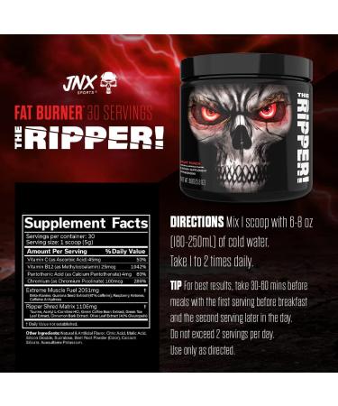 JNX SPORTS  The Ripper! Shredding Thermogenic Fat Burner for Men & Women   Advanced Fast Acting Stim Thermogenesis  Appetite Suppressant  Extreme Energy & Focus Supplement   Fruit Punch  30 Servings - Buy Online on GoSupps.com