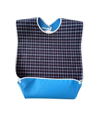 Mingze waterproof bibs for adults washable clothing protection waterproof apron latz with crumbly catcher for adults clothing protection for men women older people (blue)