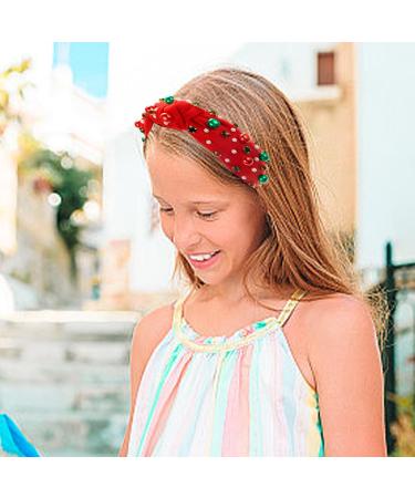 Miaija 2Pieces Chrismas Pearl Knotted Headband Green Red Wide Headbands Rhinestone Hair Hoop Fashion for Women Girls Hair Accessories - Buy Online on GoSupps.com