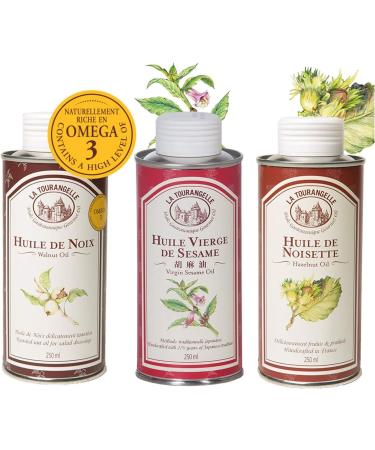 La Tourangelle - Set of 3 dried fruit oils - Walnut oils hazelnut sesame - Toasted flavor - Gift idea - Premium oils - 3x25 - Buy Online on GoSupps.com