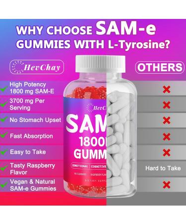 1800 MG SAM e Supplement for Brain Mood Joint and Liver High Absorption SAM-e (S-Adenosyl-L-Methionine) with NAC & L-Tyrosine SAM e Gummies Vegan 90 Gummies 90 Count (Pack of 1) - Buy Online on GoSupps.com