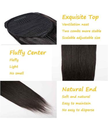 Hair Chignon 8-24 Inch Ponytail Human Hair Extensions Straight Hair with Drawstring Hair Slices Women Black Ponytail Hair Bun Messy Bun Hair Piece (Color : Straight Size : 24 inch) - Buy Online on GoSupps.com