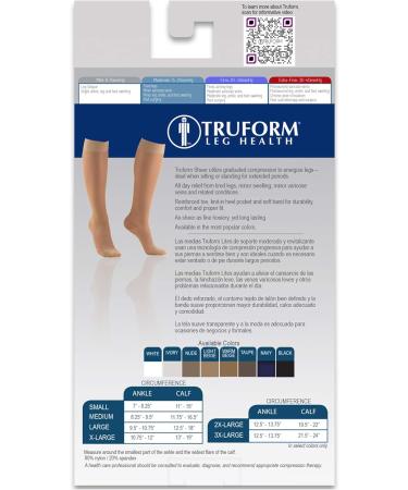 Truform Sheer Compression Stockings for Women - 8-15 mmHg Open Toe Knee High 20 Denier Beige Large (1 Pair) - International Shipping Available - Buy Online on GoSupps.com