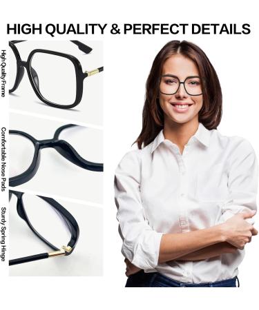 Buy Kaeoisfu Oversized Quadratic Reading Glasses - Blue Light Blocking Large Size for Big Heads & Faces 2.0 Diopters - Buy Online on GoSupps.com