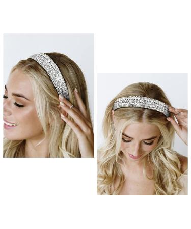WOVOWO Rhinestone Headband - Sparkly Crystal Diamond Hair Accessories for Women, Non Slip Fashion Bling Head Band - White - Buy Online on GoSupps.com