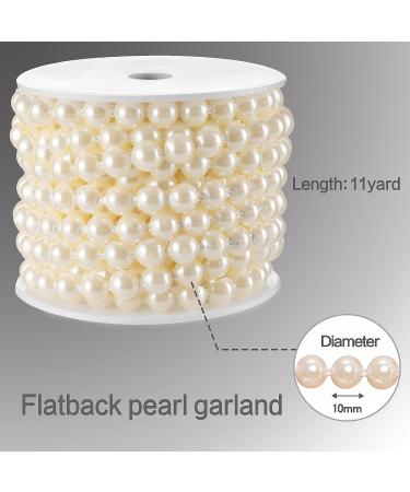 Half-Round Ivory Pearl Bead Garland String - 11 Yards, 10MM Flat Beaded Spool Roll for Wedding Party Decoration - Buy Online on GoSupps.com