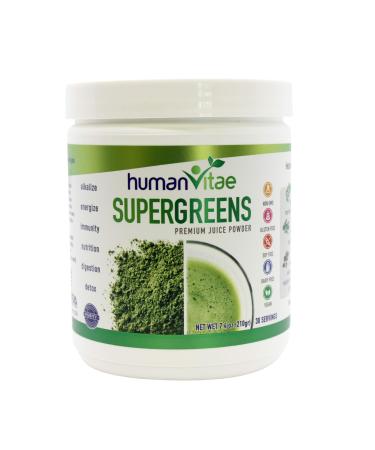 Human Vitae Super Greens Natural Juice Powder Powerful Mix of Essential Supplements - 30 | 60 | 90 Day Supply (Moringa Chlorella Spirulina Matcha Tea Turmeric Ashwagandha) (1)