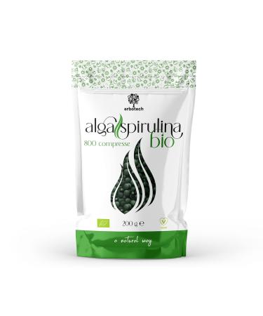 ERBOTECH Spirulina Tablets, 200g Pack, Approximately 800 Capsules, 100% Pure and Vegan Seaweed, Energy Source, High in Protein, Vitamins, Magnesium, Strengthens the Immune System