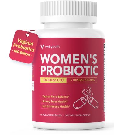 VIVI Youth Vaginal Probiotics pH Balance Feminine Odor Control & Yeast Support Probiotics for Women with Prebiotics & Lactobacillus Blend 60 Capsules