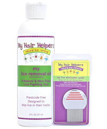 Dimethicone Oil and Lice Comb Kit for Head Lice, Works on 1-3 Children | Kid-Safe | 100% Effective