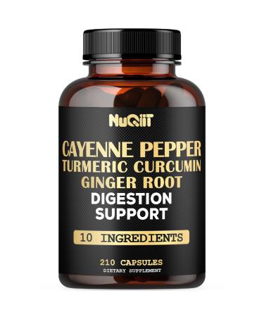 Cayenne Pepper Supplement with Turmeric Curcumin Root Ginger Root Ceylon Cinnamon Bark & More - Immune System Joint Health & Digestive Health Support - 210 Capsules