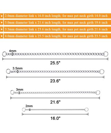 Filhome Dog Choke Collar Stainless Steel Dog Choke Chain Collar Puppy Metal Choke Collar P Chain Slip Chain Collar for Training Length: 21.6" 3mm - Buy Online on GoSupps.com