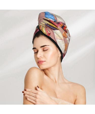 Super Absorbent Microfiber Hair Towel Wrap for Women - Gnomes Books Tea Cups Design | Quick Dry Coral Velvet for Long & Curly Hair - Buy Online on GoSupps.com