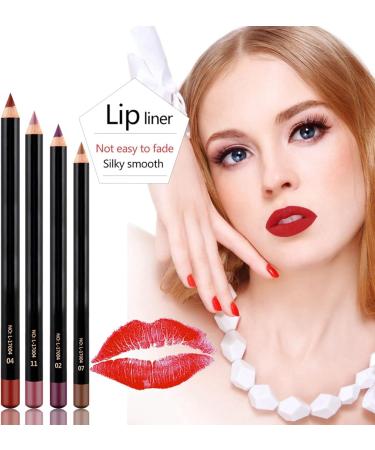 Matte Lip Liner Pencil Set -12pcs/set NICEFACE Waterproof Long-lasting Lip Liner Pencil Lipliner Pen Makeup Cosmetic - Buy Online on GoSupps.com