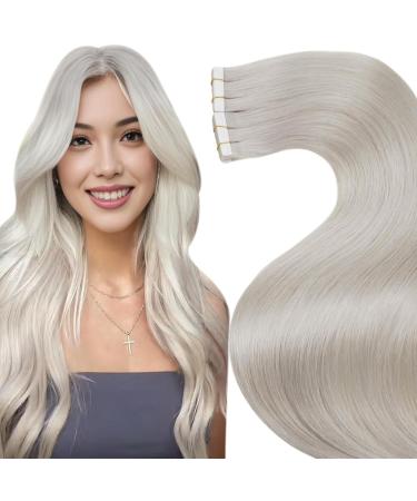 LAAVOO invisible tapes extensions real hair blonde real hair extensions tape platinum blonde hair extension real hair tape remy seamless tape extensions real hair platinum blond #60 40cm 50g 20pcs 40cm-20pcs 2.1 #60