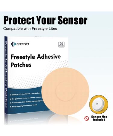 Ceeport Freestyle Adhesive Patches (20 Pack) for Freestyle Libre 2, Enlite, Medtronic Guardian CGM Sensors - Waterproof & Sweatproof Tan Sensor Covers - Buy Online on GoSupps.com