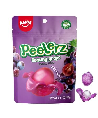 Amos Gummy Grape Peelerz Peelable Gummi Candy - Peelers Peeling Fruit Snacks Treats 62 grams