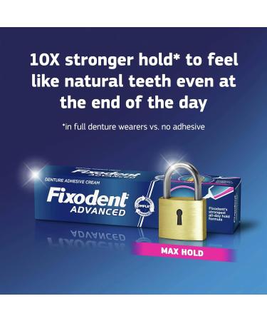 Fixodent Advanced Max Hold Denture Adhesive 62g - Strongest Denture Adhesive for All-Day Comfort - Buy Online on GoSupps.com