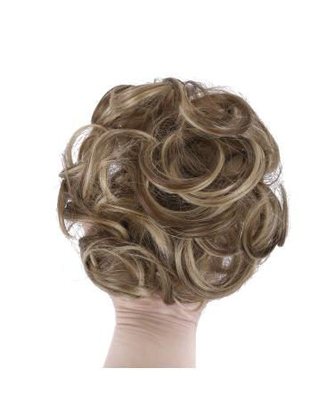 Girls Wave Curly Hair Bun Chignon Scrunchy Extension Ponytail Updo - Ash Blonde & Medium Golden Brown Mixed -60 - Buy Online on GoSupps.com