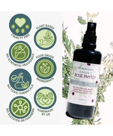Peak Scents Organic Phyto Rose Water Facial Toner Spray - Pure Rosewater for Face with Aca and Herbal Extracts - Eco-Friendly and Vegan - Hydrating Rose Water Organic Face Spray (4 oz) - Buy Online on GoSupps.com