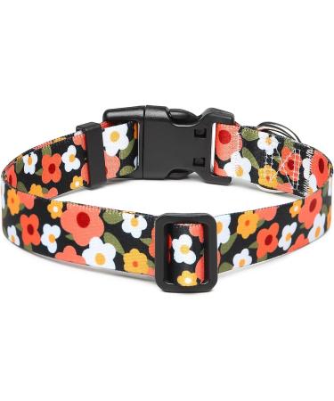 Suredoo Adjustable Soft Nylon Dog Collar for Small & Medium Dogs - Comfortable Flower Orange Design (Neck 25-40 cm Width 1.5 cm) - Buy Online on GoSupps.com