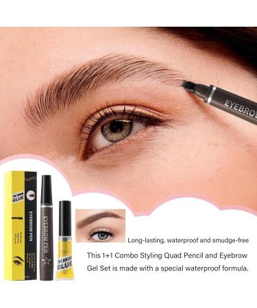  Esncddym Women's Eyebrow Pencils Microblading Eyebrow Pen - Smudge and Sweat Resistant Eyebrow Pen | 4-Pin Liquid Eyebrow Pencil with Eyebrow Gel - Buy Online on GoSupps.com