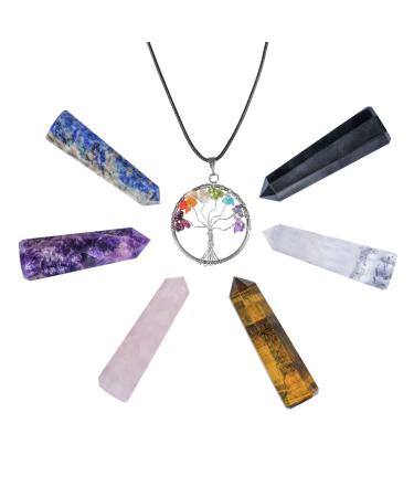 7pcs Chakra Stone Set - Healing Crystals - Crystals and Gemstones - Crystal Wand - Witchcraft Kit - Meditation Accessories - 7 Chakra Stone - Crystals for Beginners Healing Kit 5