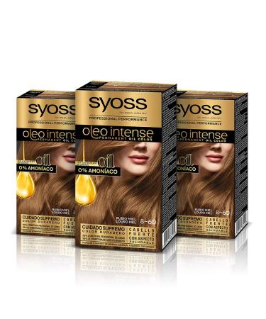 Syoss Oleo Intense Permanent Intensive Oil Color 8-60 HONEY BLONDE (pack of 3)