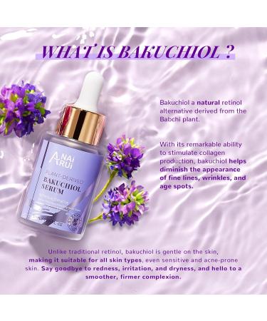ANAI RUI Bakuchiol Face Serum Retinol Alternative with Hyaluronic Acid & Peptides | Anti-Aging Serum for Sensitive Skin - 1 oz - Buy Online on GoSupps.com