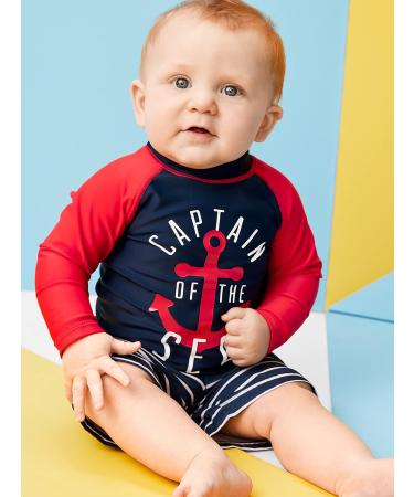 Simple Joys by Carter's Baby Boys' Swimsuit Trunk and Rashguard Set - Navy Red Anchor/White Stripes (3-6 Months) - Buy Online on GoSupps.com