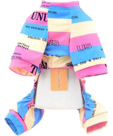 Shop Smalllee_Lucky_Store: Multi-Colored Striped Cotton Pajamas for Small & Medium Dogs & Cats | Nightwear for Yorkies & Chihuahuas - Medium Pink - Buy Online on GoSupps.com