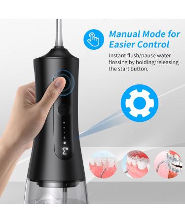 ENPULY Cordless Water Dental Flosser Portable 300ml Teeth Cleaner with 5 Modes & Jet Tips | IPX7 Waterproof Rechargeable Black Flosser for Effective Oral Care - Buy Online on GoSupps.com
