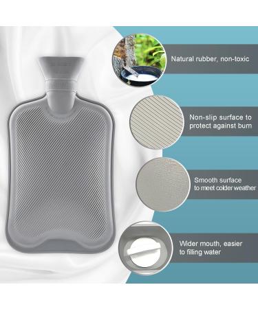 2L Hot Water Bottle - Rubber Hot Compress & Cold Therapy for Pain Relief | Gray Bed Bottle (No Cover - Buy Online on GoSupps.com